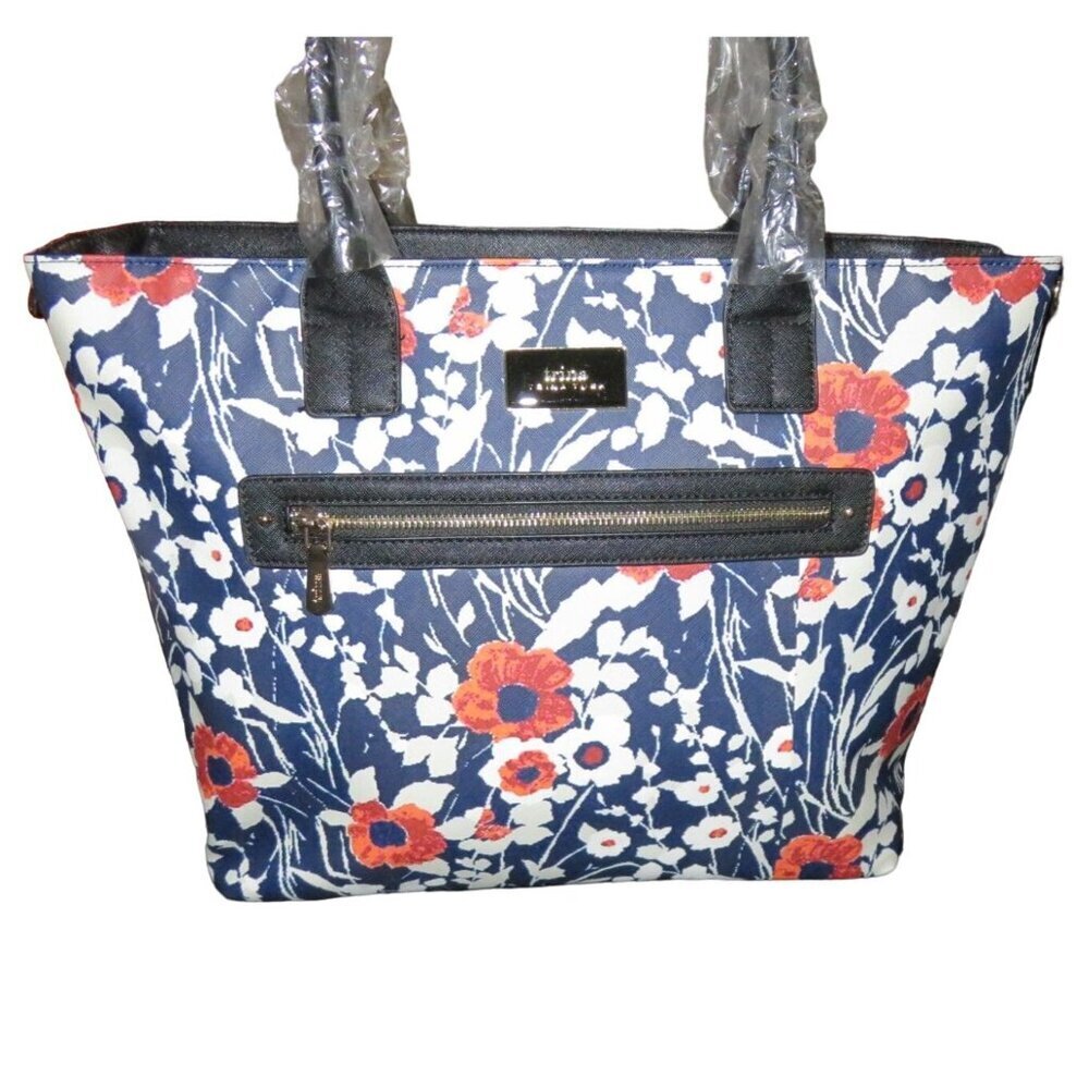 Trina Turk Kardin De Paris Floral Poppies Vegan Leather Double Handle Tote NWT